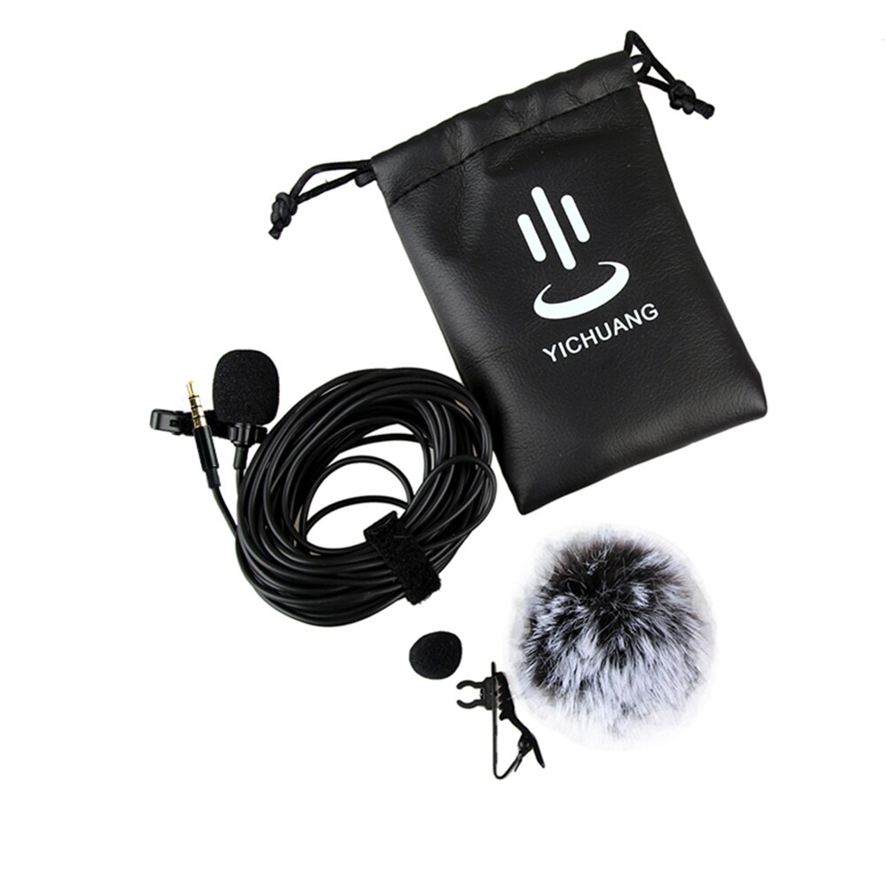 YC-LM20 3.5mm Omni-directionele Clip-on Lavalier Microfoon Mic Kabel Lengte 6M voor Smartphone Tablet Laptop & Camcorders DV DSLR