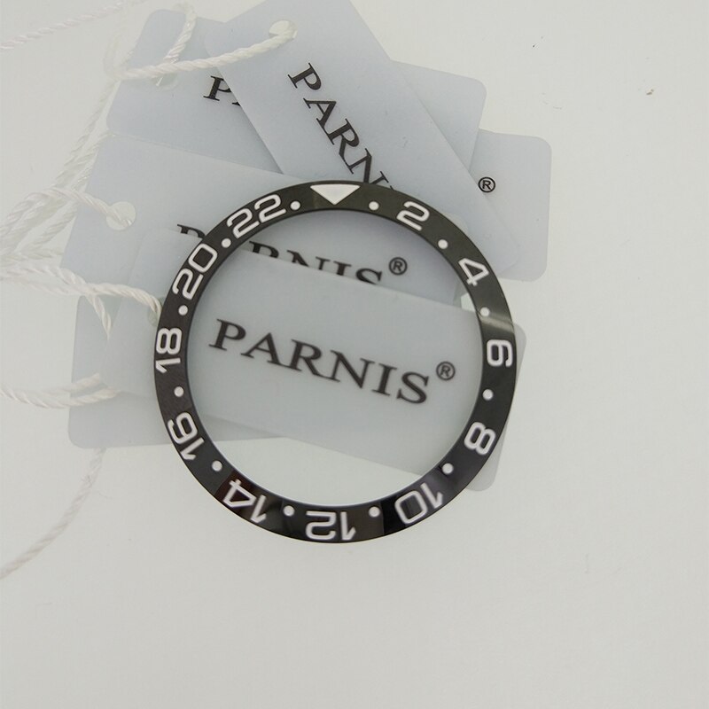 38mm Ceramic Bezel Insert for 40mm GMT Watch Oiginal aluminum Red &amp; Black Bezel Insert for Parnis Automatic Watch PA2105: black and white