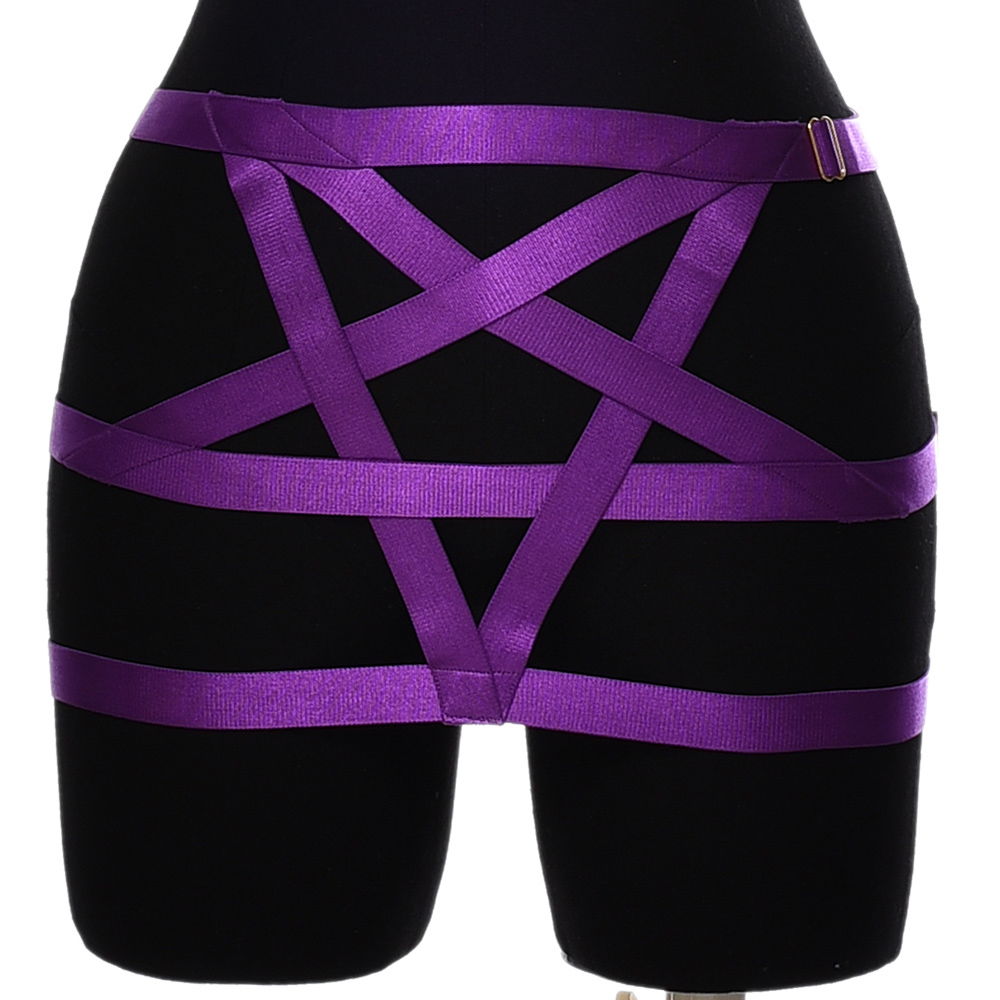Arnés de pentagrama de estrella, falda ajustable, jaula de cuerpo, ropa Sexy hueca para , Liga de colocación gótica, arnés para el cuerpo: N-P0114-SZS