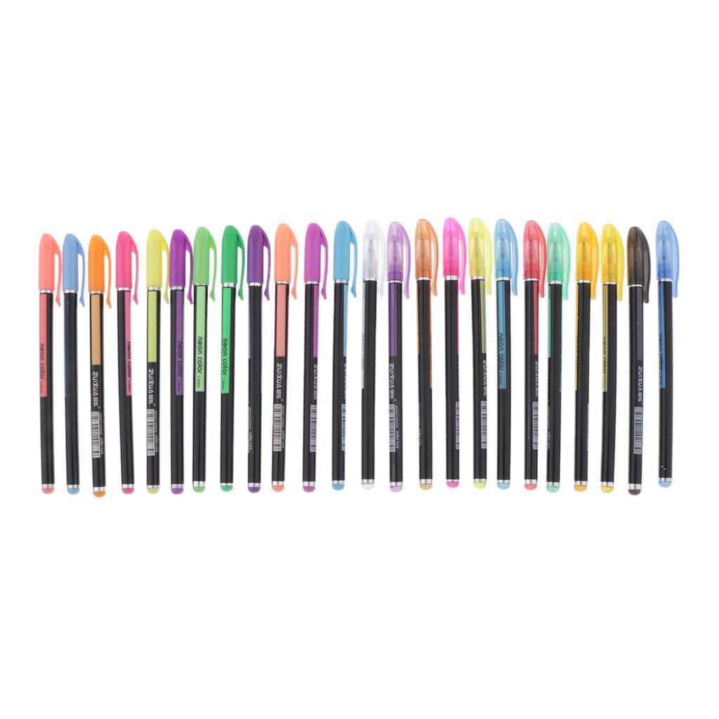 12/16/24/36/48 stk glitter gel penne farvede fine tip markører til voksne farvebøger, tegning, journal og doodling: 24 farver