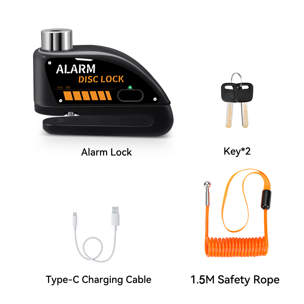 Extractme Motorrad Alarm Scheibenbremse Schloss 120dB Fahrrad Rad Disk Vorhängeschloss Sicherheit Diebstahlsicherung Rolle Alarma Motocicleta: Weiß