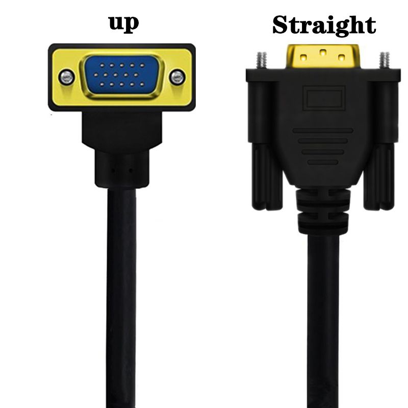 HD VGA Cable 90 ° Elbow VGA 15Pin Male To VGA 15Pin Male Computer To TV Connection Cable 0.5m/1m/1.5m: black / 305m