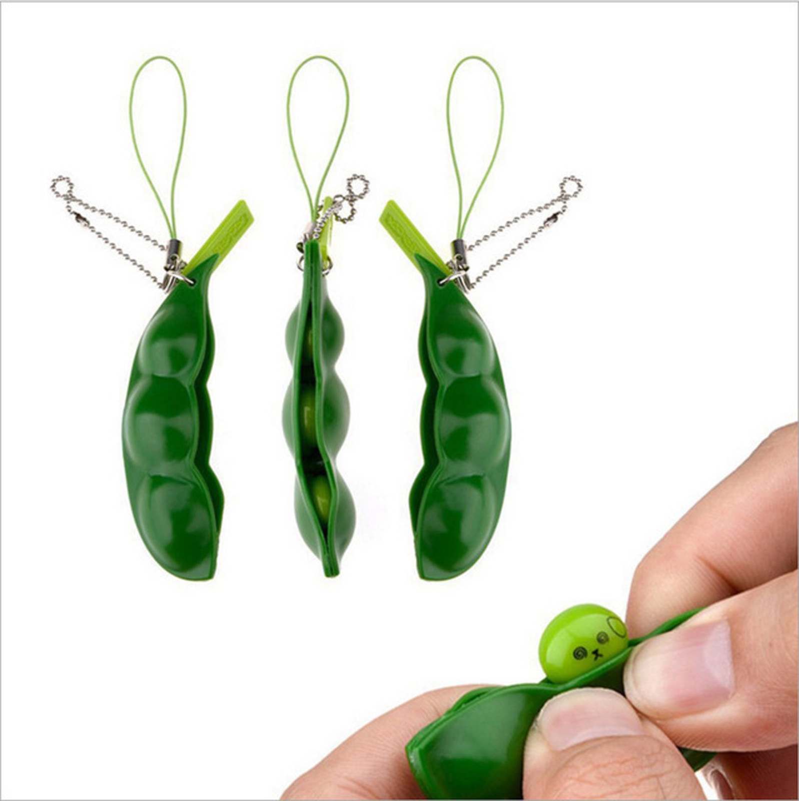 Edamame-Llavero de descompresión antiestrés, juguetes antiestrés, infinito, cacahuete, guisantes, granos