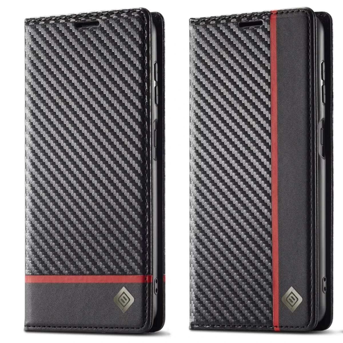 Carbon Fiber PU Leather Case for iPhone 15 16 Pro 14 13 12 11 XS Max 16E XR 8 7 Plus SE Mini Wallet Card Slot Flip Phone Cover