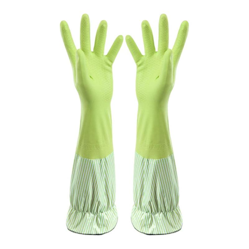 WomenGloves-guantes de goma para lavar platos, manoplas de limpieza duraderas para el hogar, manoplas florales de manga larga, Kit impermeable Q8Y6