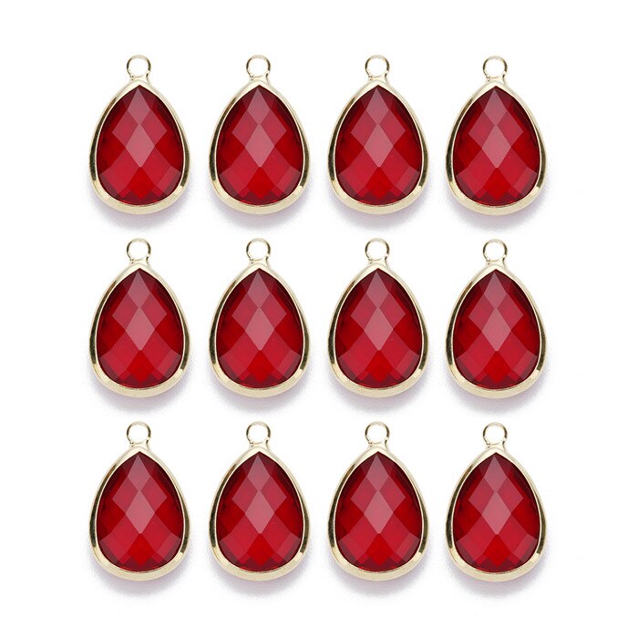 LOULEUR-colgante de cristal KC con forma de gota de agua en 12 colores, collar y colgante de cristal de cobre dorado para mujer, piezas de joyería Diy: wine red