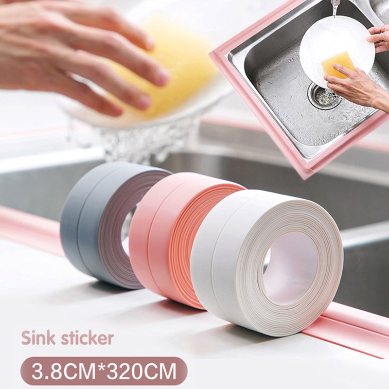 3.2M Lengte Multi-purpose Zelfklevende Pvc Reparatie Waterdichte Bonder Tape Afdichting Strip Wastafel Badkamer Muur Hoek strips Tape