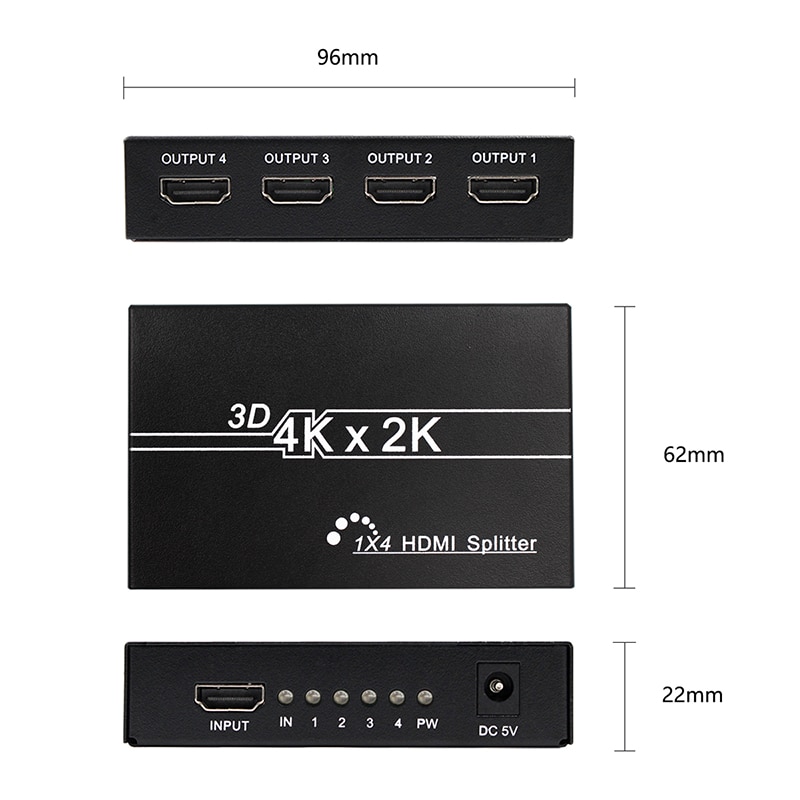 4K HDMI Splitter Full HD 1080p Video HDMI Switch Switcher 1X2 1X4 Dual Display For HDTV DVD PS3 Xbox