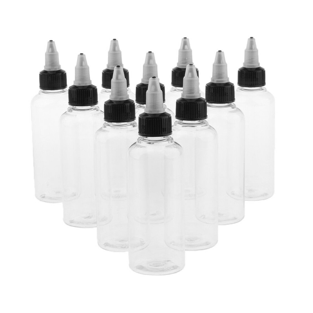 10 stk. 100ml tom plastflaske med vridd toppdeksel applikator for løsningsmidler, oljer, maling, blekk, væske, lim