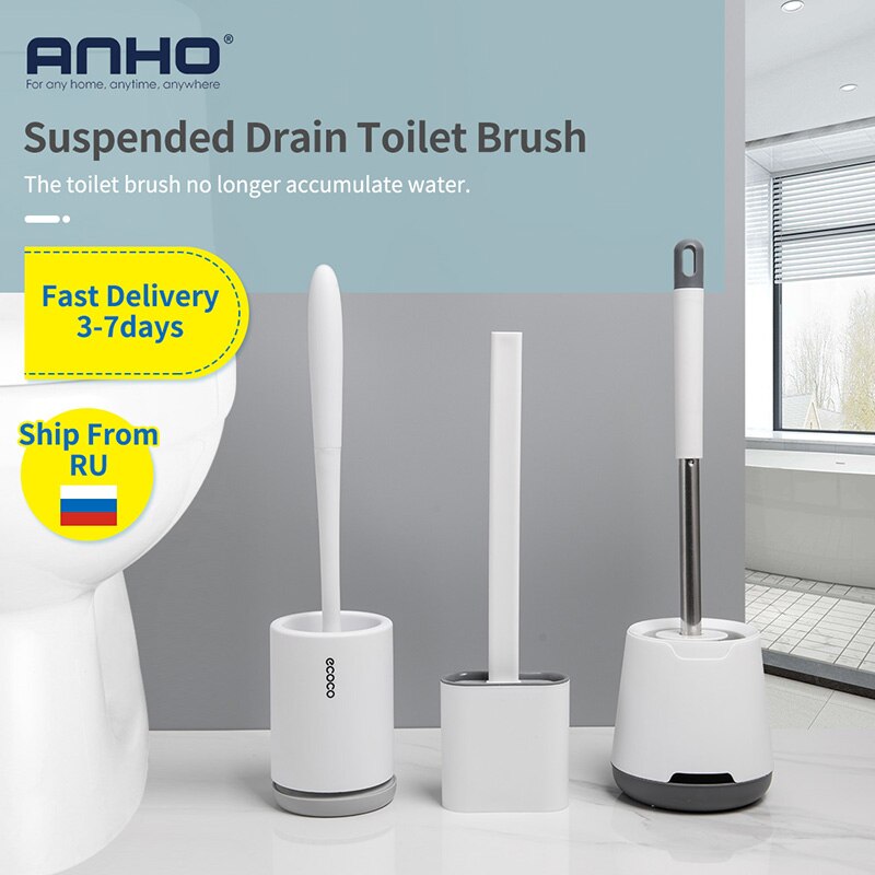 Anho toiletbørsteholder silikone wc rengøring buske væghængende husholdningsgulv rengøringsværktøj badeværelse tilbehør
