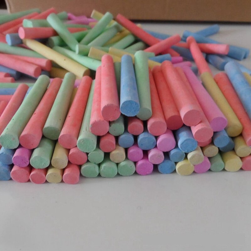 100Pcs Gemengde Kleur & Wit Krijt Sticks Pack Kids Speeltuin School Art Leren