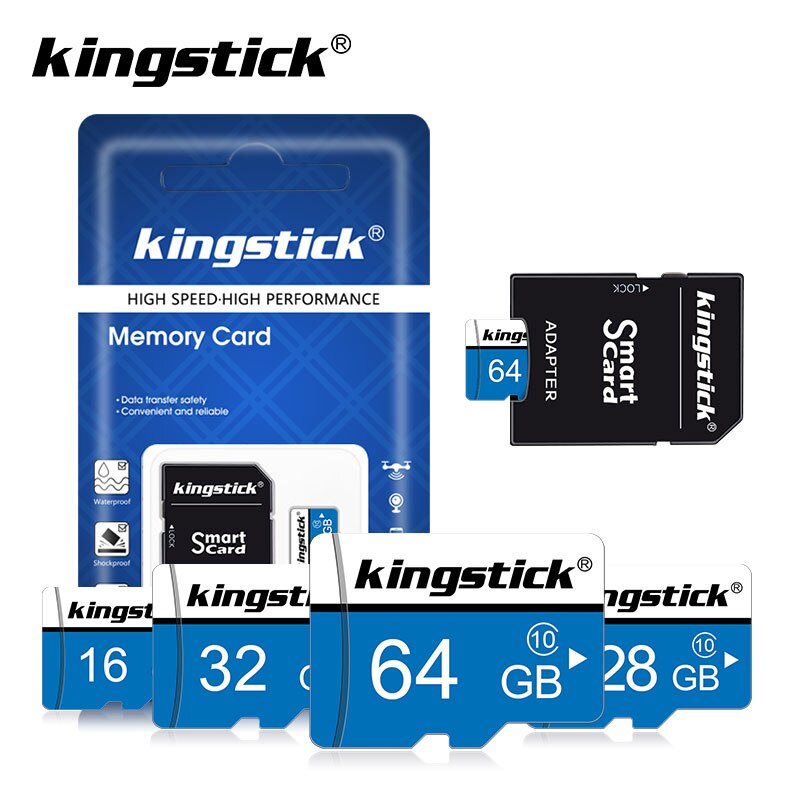 Kingstick Wit Blauw Card 32Gb 64Gb 128G Geheugenkaart Class10 Microsd Flash Kaarten 32Gb Cartao De memoria Tf Card Gratis Adapter