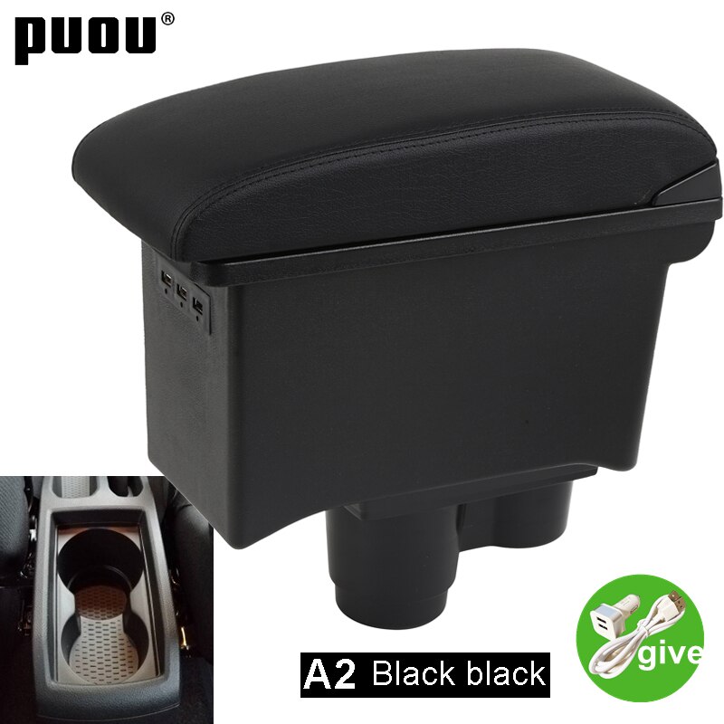 Pour Renault Dacia Duster 2 3 Boîte D&#39;accoudoir Automatique du Coffre De Rangement De la Console Centrale Double Voiture Accessoires USB Rétractable: A2 Black leather