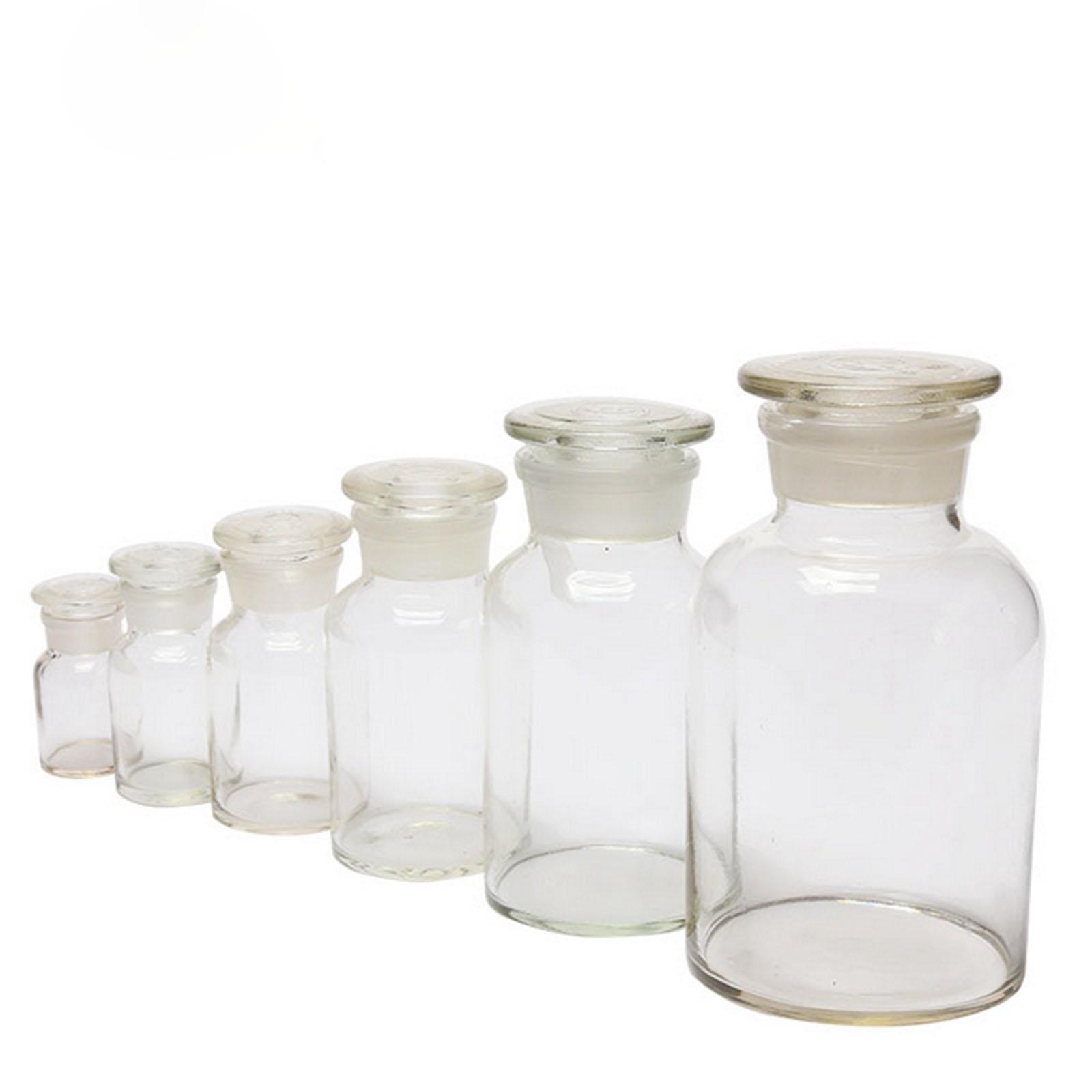 60ml 125ml 250ml 500ml 1000ml 2500ml bocal en verre transparent bouteille de réactif à large bouche fournitures de laboratoire d'expérience chimique enseignement