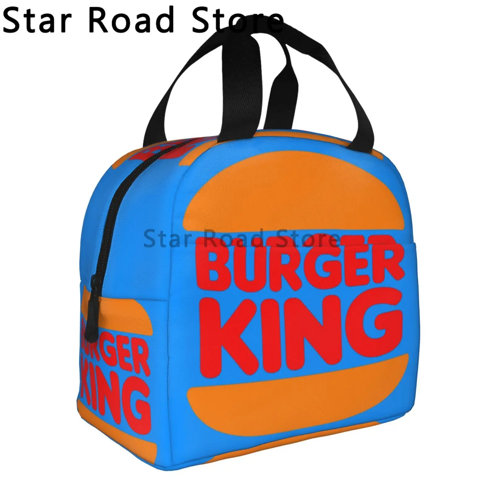 Morsom burger konge-logo matveske til voksne og låve, isolert organisering, matveske til reise, fotturer, piknik, Strand, skole, kontor: Brun