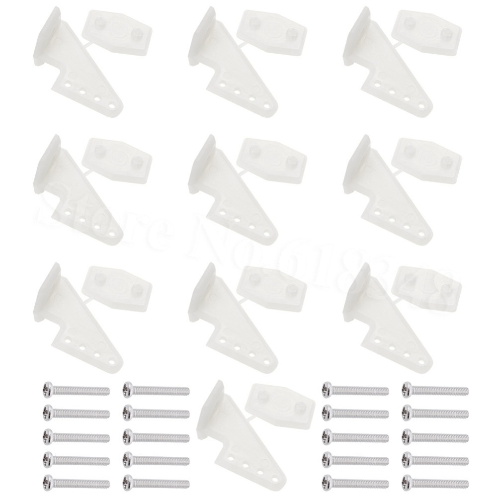 10 Sets Nylon Standard Control Horns W13xL18xH25mm 4 Holes with Screw for RC Airplane Parts KT Model Replacement