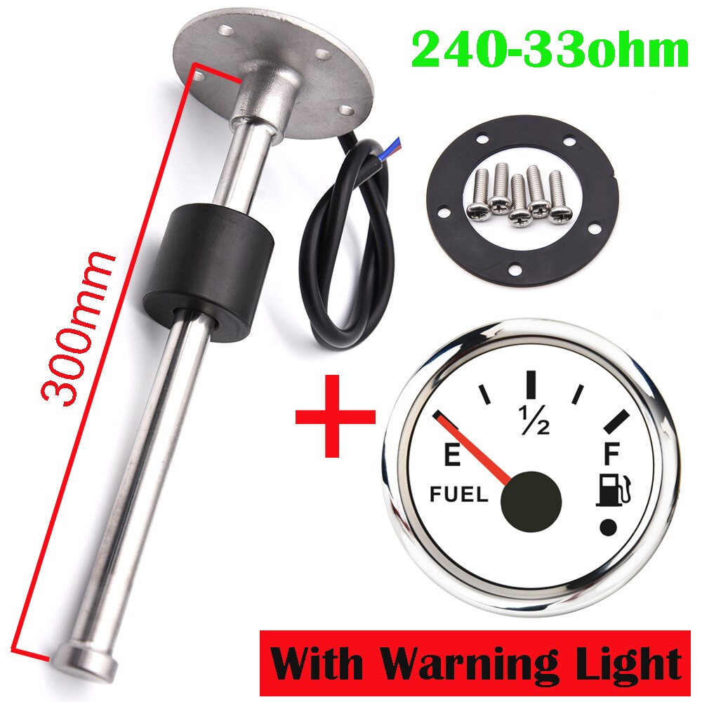 52MM Gauge Fuel Level Gauge 0-190ohm/240ohm-33ohm Fuel Tank Level Indicator Meter with Fuel Level Sensor 100MM 200MM 300MM 400MM: 300mm-240OHM WS