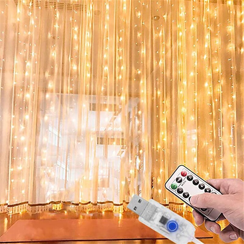 10M LED Copper Wire String Light USB Powered Remote Control 8 Modes Light String Fairy Lights Christmas Wedding Party Decoration