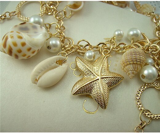 Nueva Shell estrella de mar gargantilla collares multicapa perla collares llamativos para mujer playa