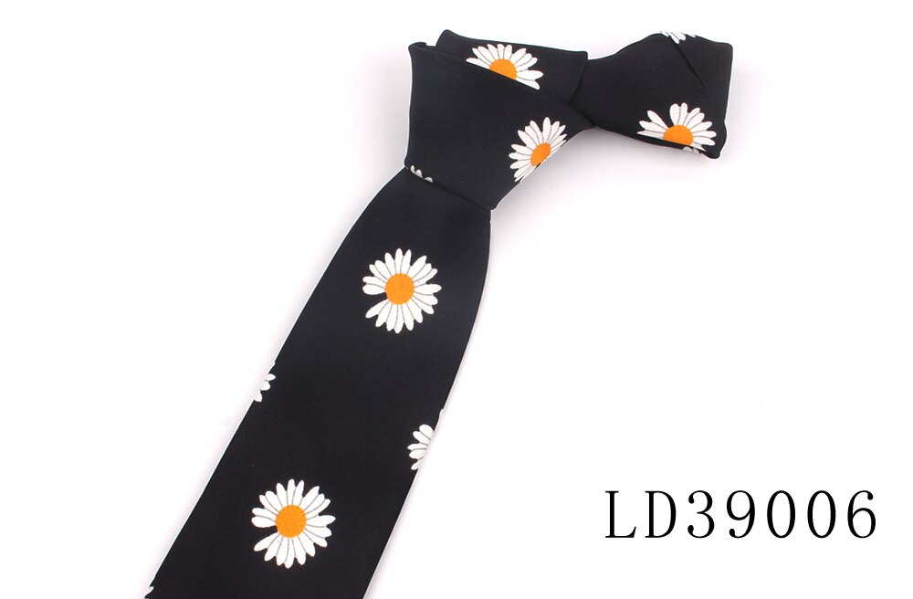 Blomster herre slips til mænd kvinder trykt chiffon slips slank hals slips tynde slips til bryllup daisy mønster hals slips: Ld39006