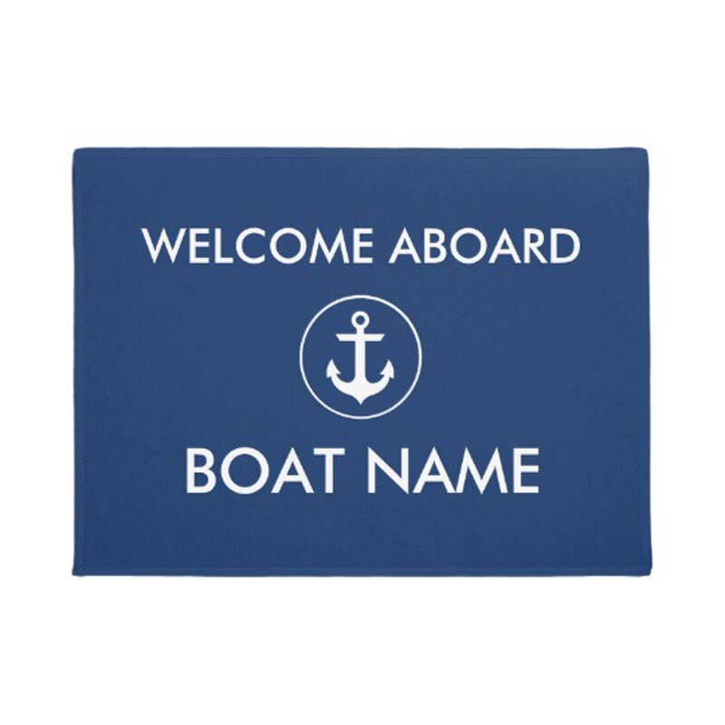 Nautical Navy Blue Welcome Boat Name Door Mat Home Decoration Entry Non-slip Door Mat Rubber Washable Floor Home Rug Carpet: 45x75cm