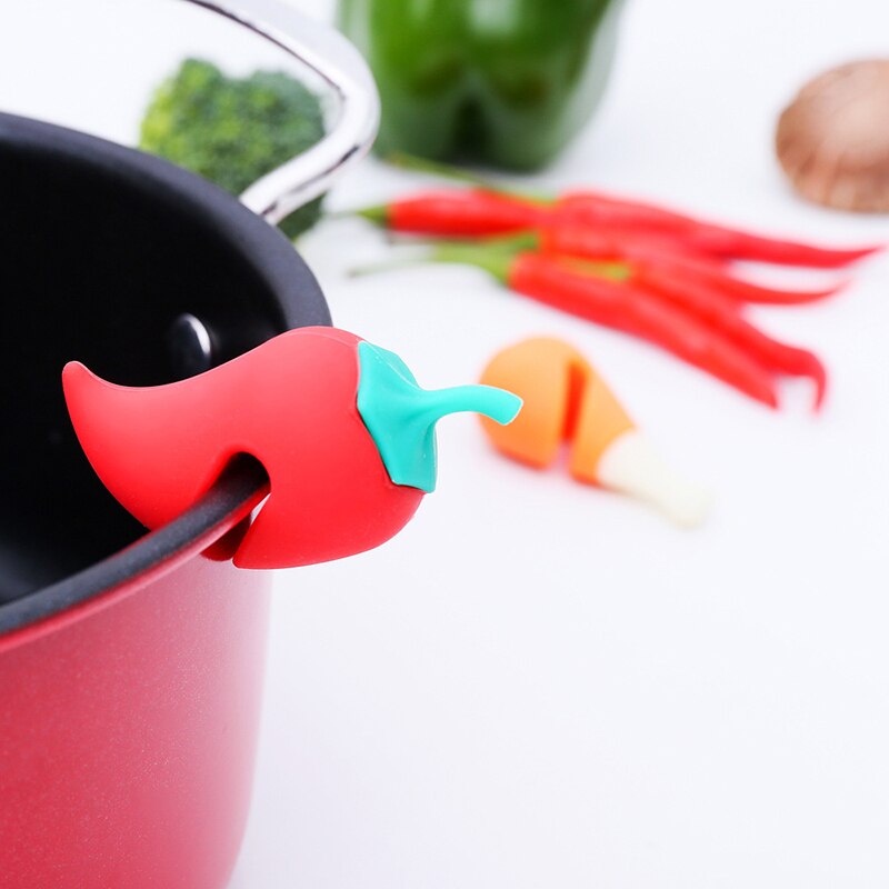 Silicone Pot Clips Supplies Cute Pepper Pan Cover Anti-overflow Rack Kitchen Prevent Overflow Lid Holder Shelf Soup Pot Clip: aspic