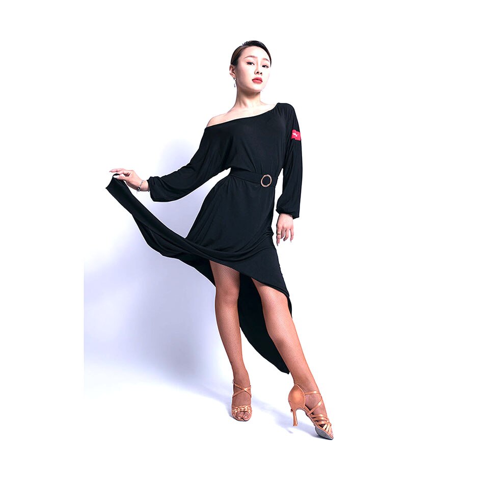 Latin Dance Dress Women Long Sleeve Irregular Dress for Ballroom Samba Tango Chacha Dancing Performamnce L9572