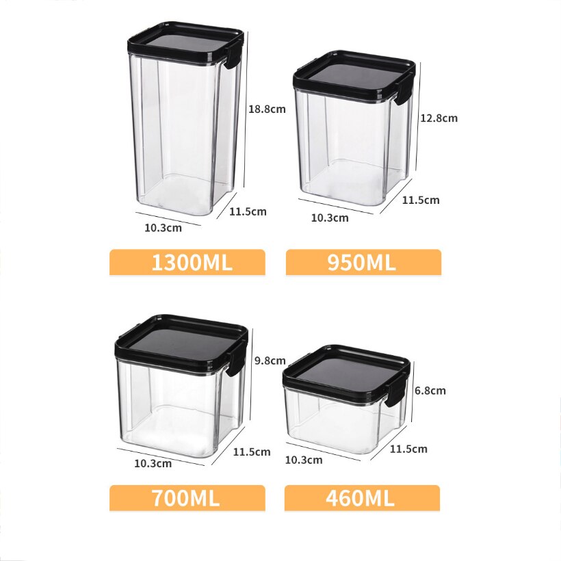 Storage Bottles and Jars Clear Plastic with Lids Food Container Spices Jar |-f-| Pots Boxes for Cereals Bottle-f-jars Sugar Bowl