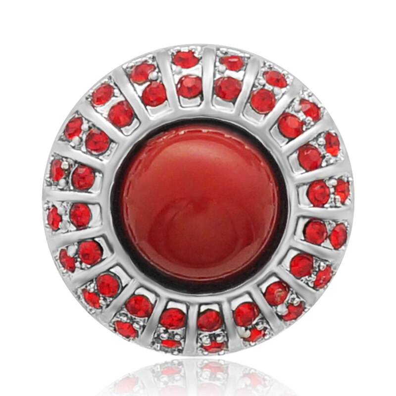 KZ1379 Beauty Red rhinestone Round 20MM snap buttons fit snap jewelry