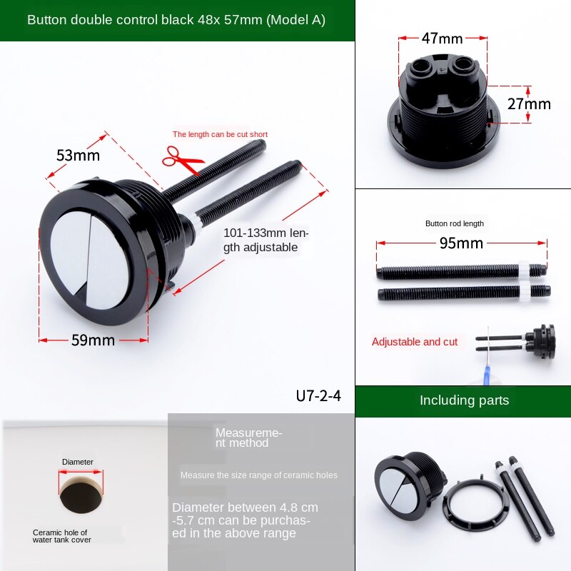 Accessori per pulsanti coprivaso pulsante singolo e doppio rotondo interruttore pulsante coperchio serbatoio wc vecchio stile universale: U7-2-4