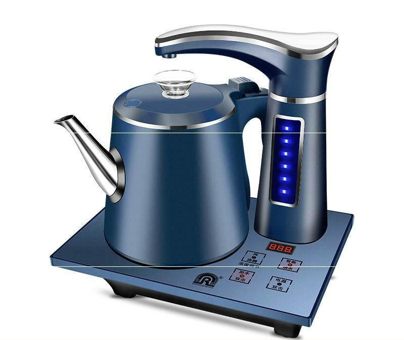 Bouilloire électrique entièrement automatique ensemble de théière 0.8L acier inoxydable sécurité auto-arrêt distributeur d'eau samovar pompage poêle ménage: upgrade model blue