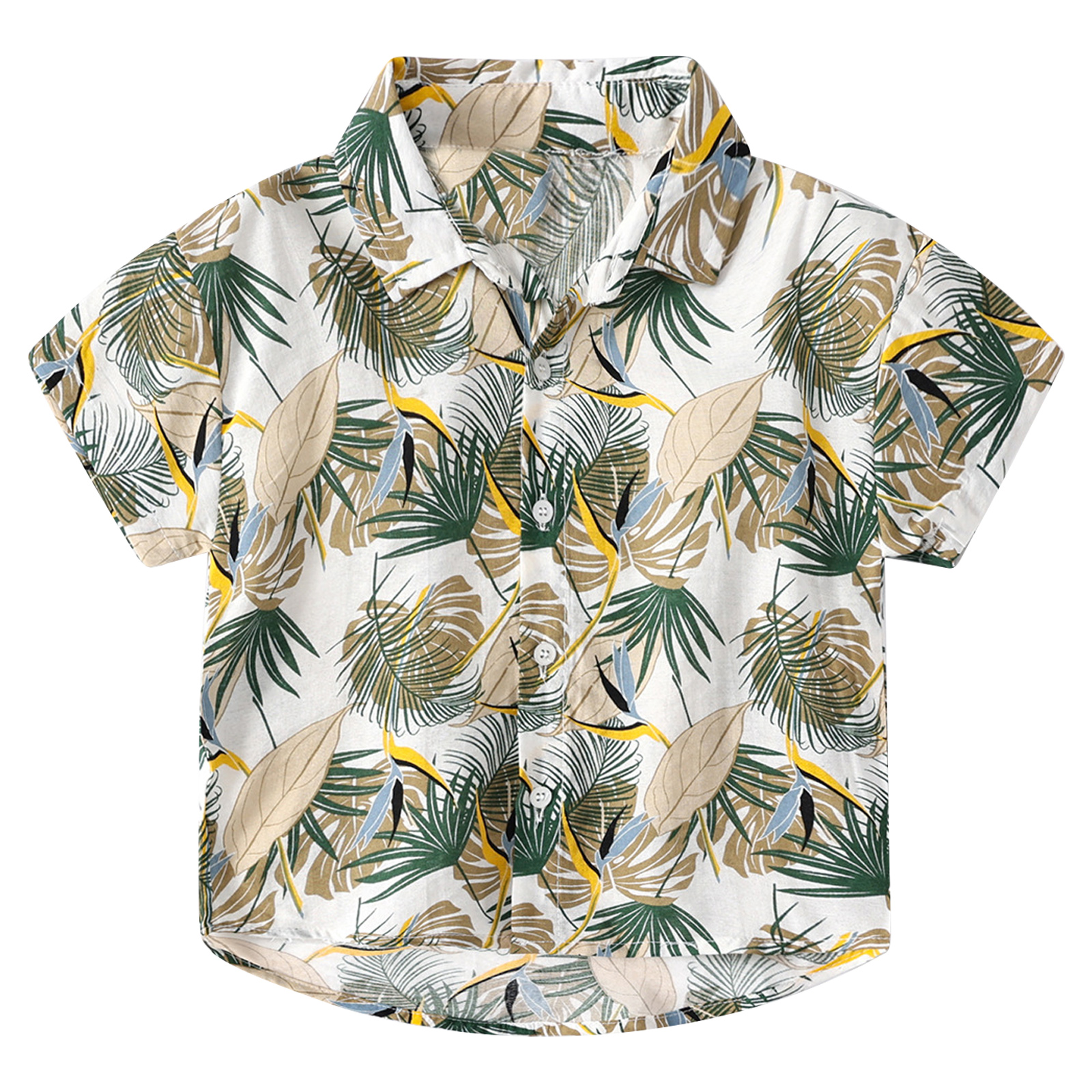 Camisa de manga corta con botones para niños, camisa informal con cuello vuelto, para playa, Verano: Green / 12-18M