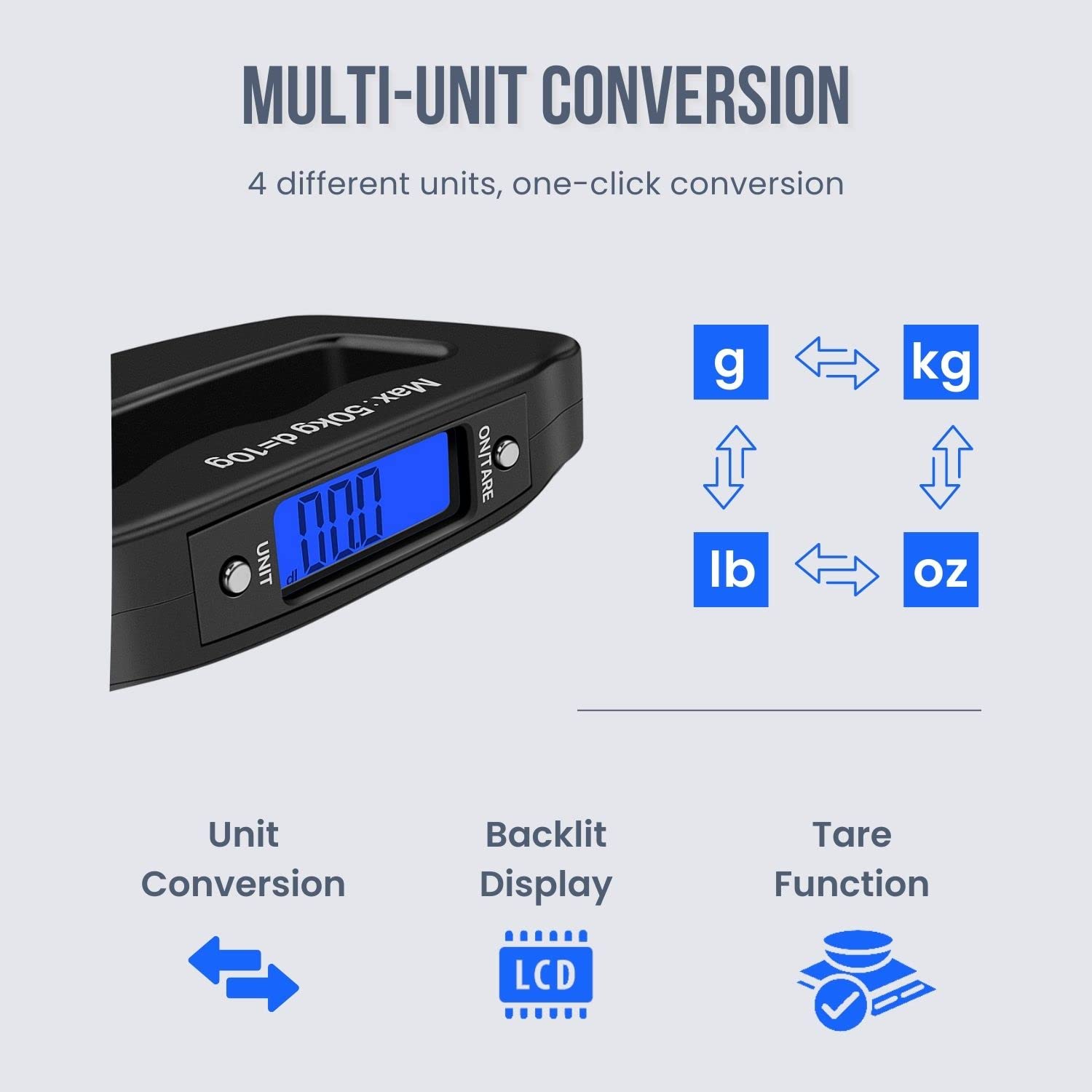 Handheld Digitale Bagageweegschaal met Handgreep voor Reizen Draagbare Elektronische Weegkoffer en Tas 110Lb/50kg Zwart