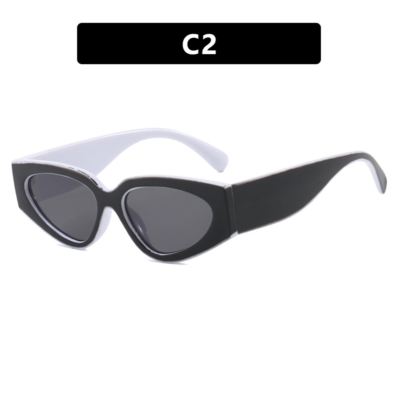 heevoo Punk Cat Eye Sunglasses for Women Brand Edgy Square Frame Plastic Retro Vintage Accessories: WHITE / Blue