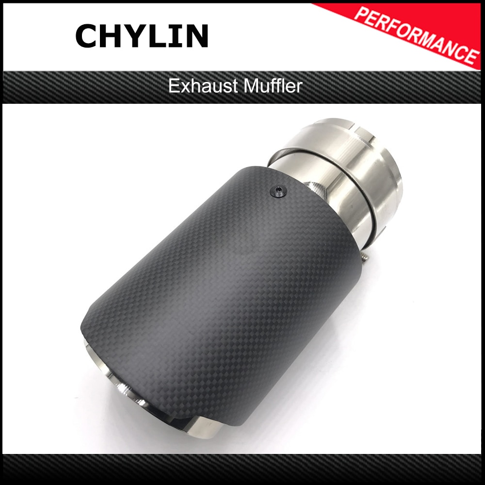 One Piece Single Car Back Muffler Exhaust Pipe For Universal Matte Carbon Fiber System Exhaust Tip For Ak