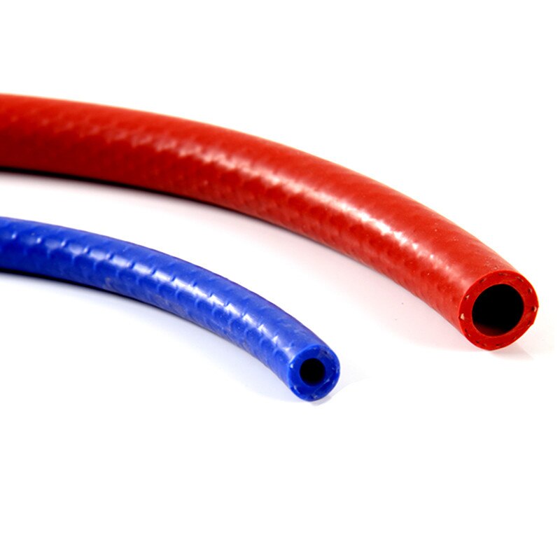 1Meter Red &amp; Blue Silicone Tube Flexible Rubber Braided Hose Heat And Pressure Resistant