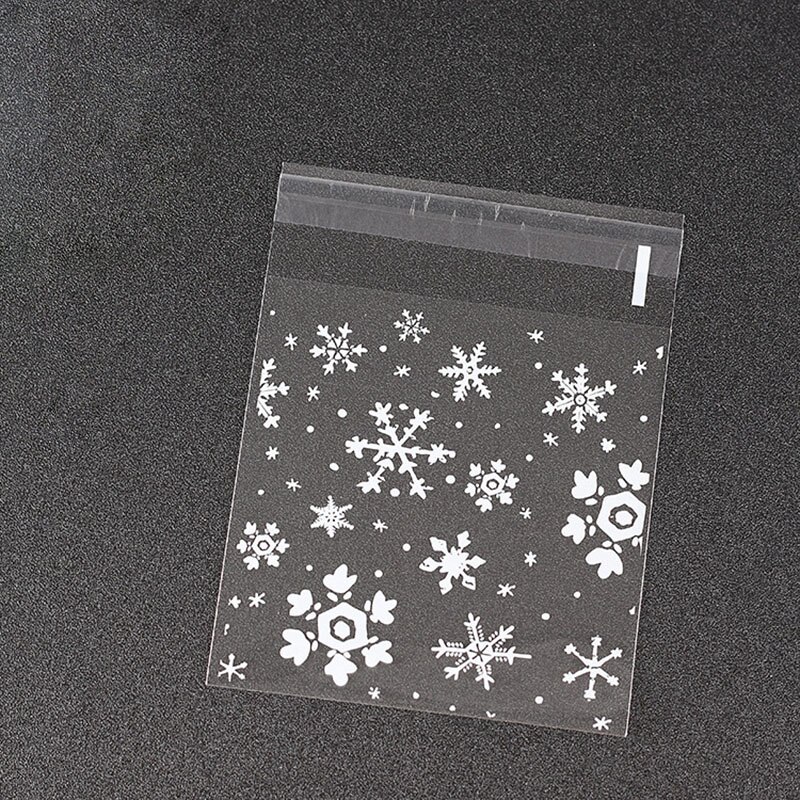 100 PCS taschen kunststoff keks verpackung brot backen liefert weiß dot candy party hochzeit dekoration: snowflake / 14x14cm