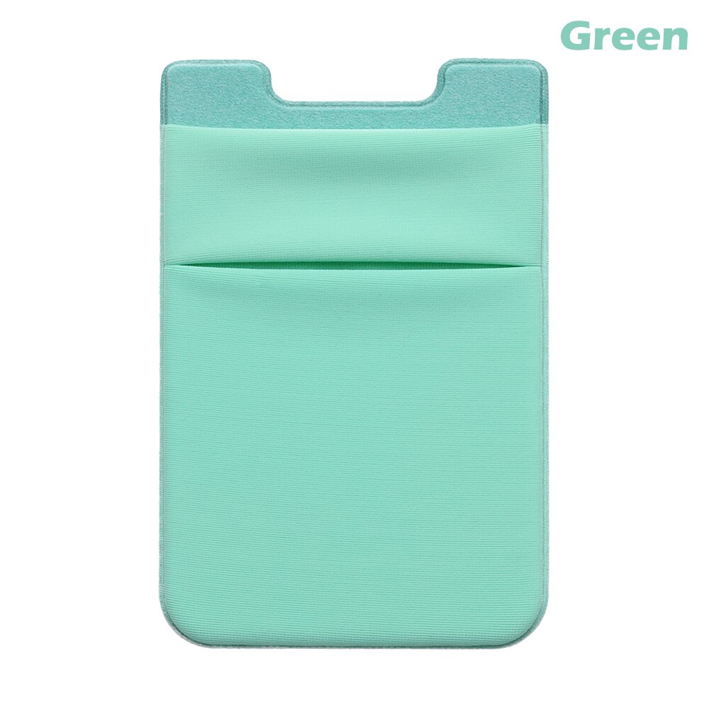 1Pcs Adhesive Sticker Phone Pocket Cell Phone Stick On Card Wallet Stretchy Credit Cards ID Card Holder Pouch Sleeve: Green