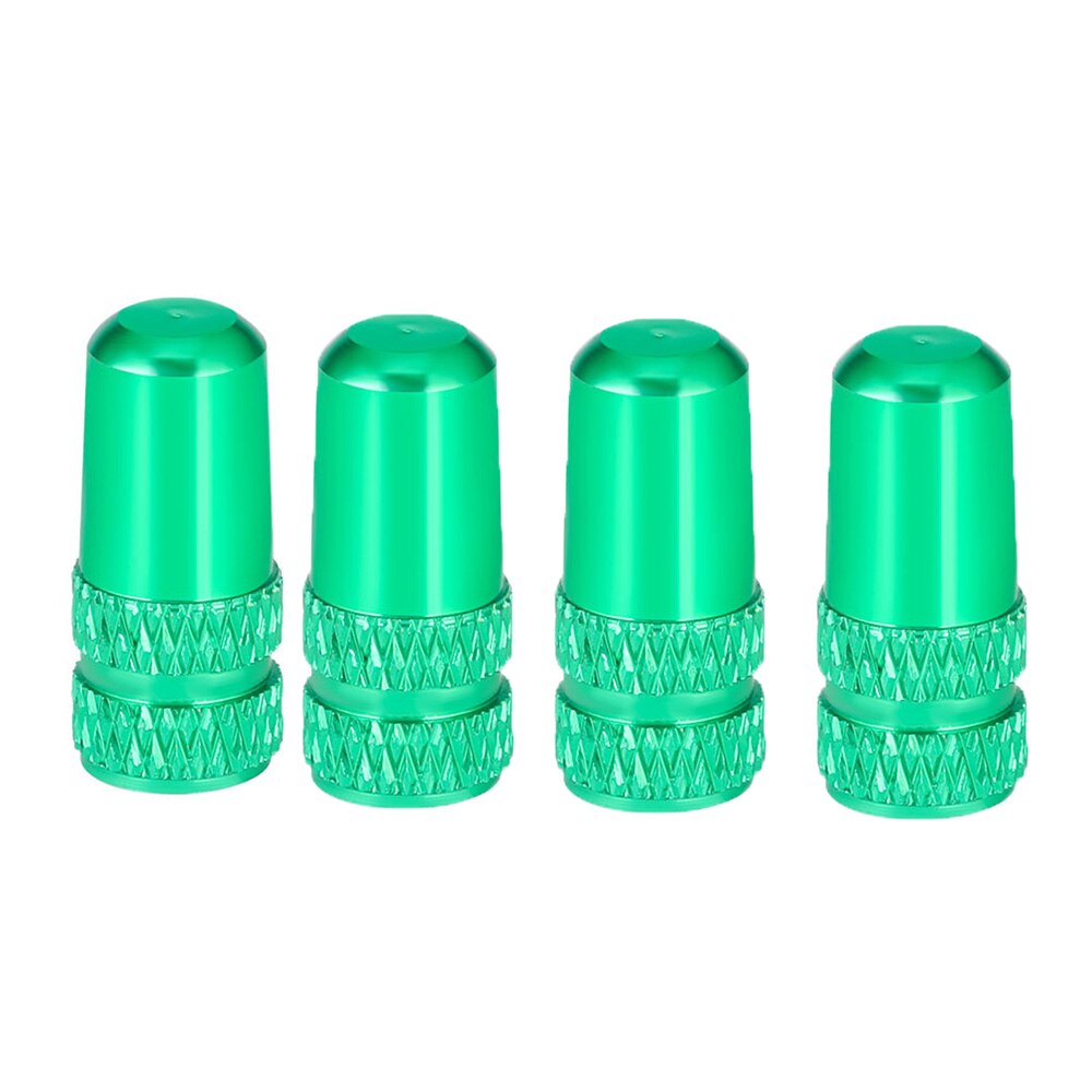 4 pezzi MTB Mountain Bike in lega di alluminio antipolvere tappo valvola valvola pneumatici tappi aria valvole copertura accessori ciclismo: green Presta Valve