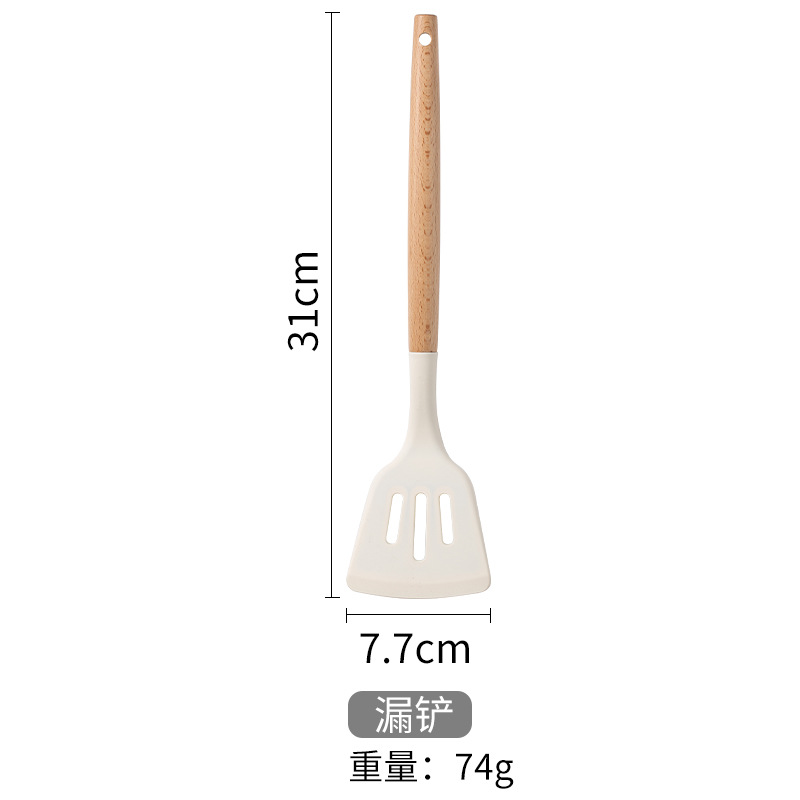 Khaki Kitchen Tools 12 Piece Silicone Spatula With Storage Bucket Wooden Handle Silicone Kitchen Set Cooking Kitchen Accessories: PURPLE
