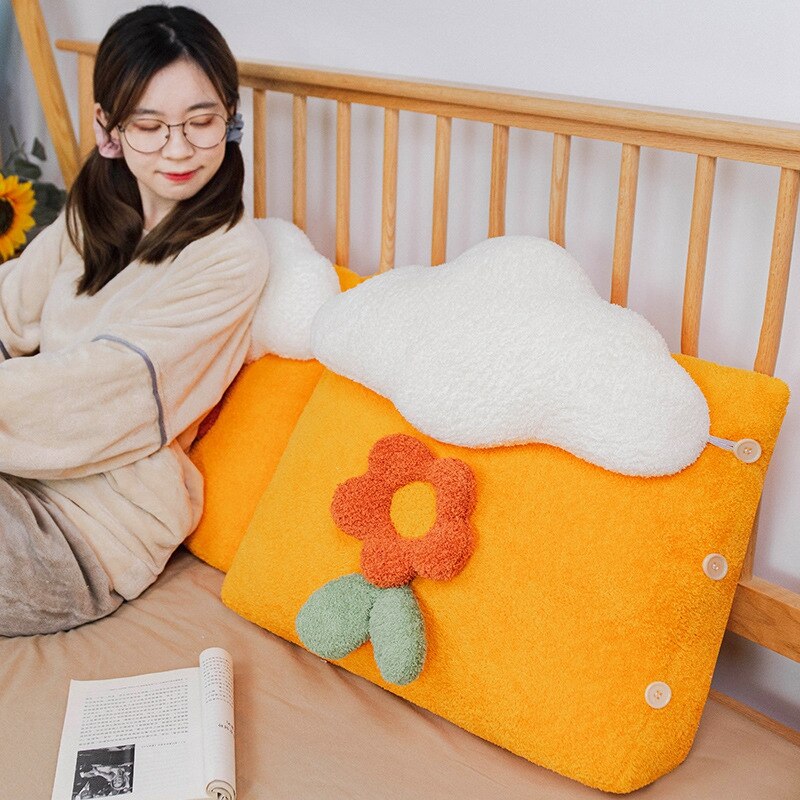 Ins Cloud Bloem Kussen Bed Rugkussen Pluche Lendensteun Kussens Decoratieve Kussens Voor Sofa Leuke Meisje Room Decor