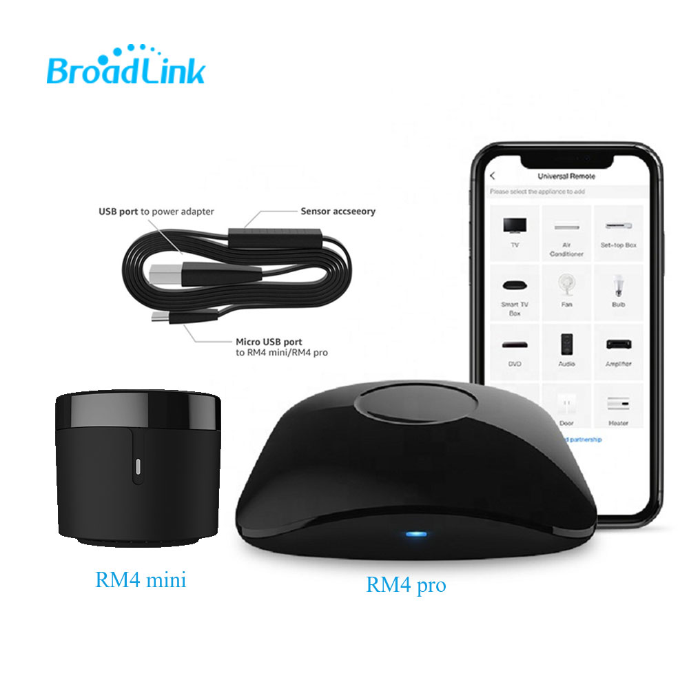 BroadLink – RM4 Pro mini HTS2 capteur de température et d&#39;humidité, Version sans fil, télécommande universelle avec Solution pour maison intelligente