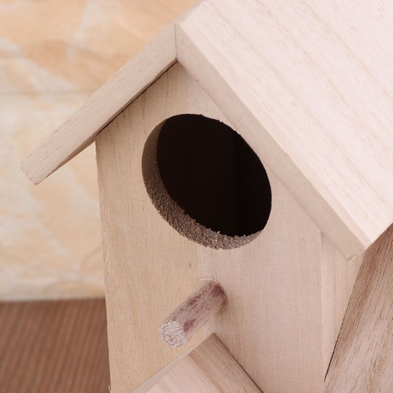 Wooden Bird House Breeding Cage Fence Box Nest Garden Backyard Home Decoration