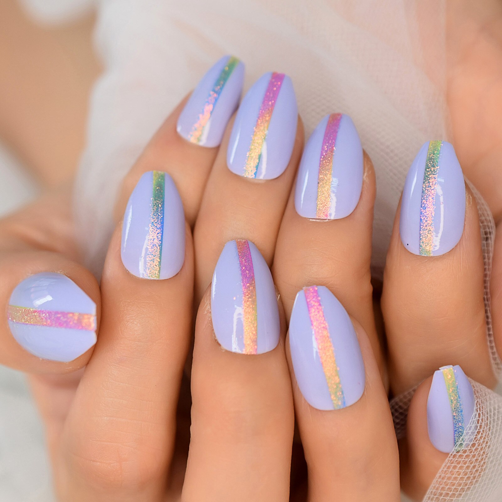 26 pièces de Faux Ongles en Gel, mélange de paillettes, holographiques, carrés, courts, de couleur rose, rouge foncé: L5969