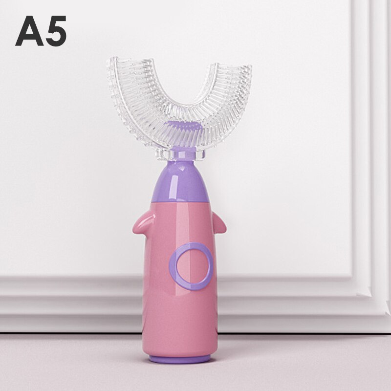 1PC spazzolino da denti per bambini a forma di U 360 ° spazzolino da denti per bambini cura dei denti per la pulizia dei denti spazzolino da denti per bambini spazzola per bambini cura dentale: A5