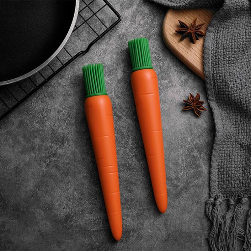 1pc Small Silicone Pastry Brush Baking BBQ Basting Brush Baking Oil Brush Cute Carrot Shape Handle Kitchen Tools Accessories
