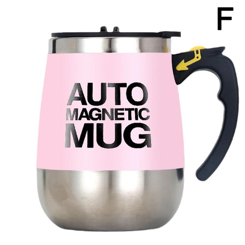 Tazza magnetica automatica caffè latte mescolare tazze 304 acciaio inossidabile creativo agitazione bicchiere auto tazza pigro elettrico Q8H4: Charge rosa