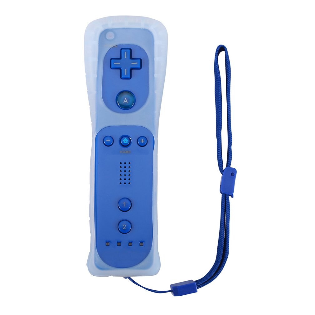 Télécommande sans fil pour Wii intégré Motion Plus manette avec coque en Silicone capteur de mouvement jeu poignée droite fonction de détection: Blue