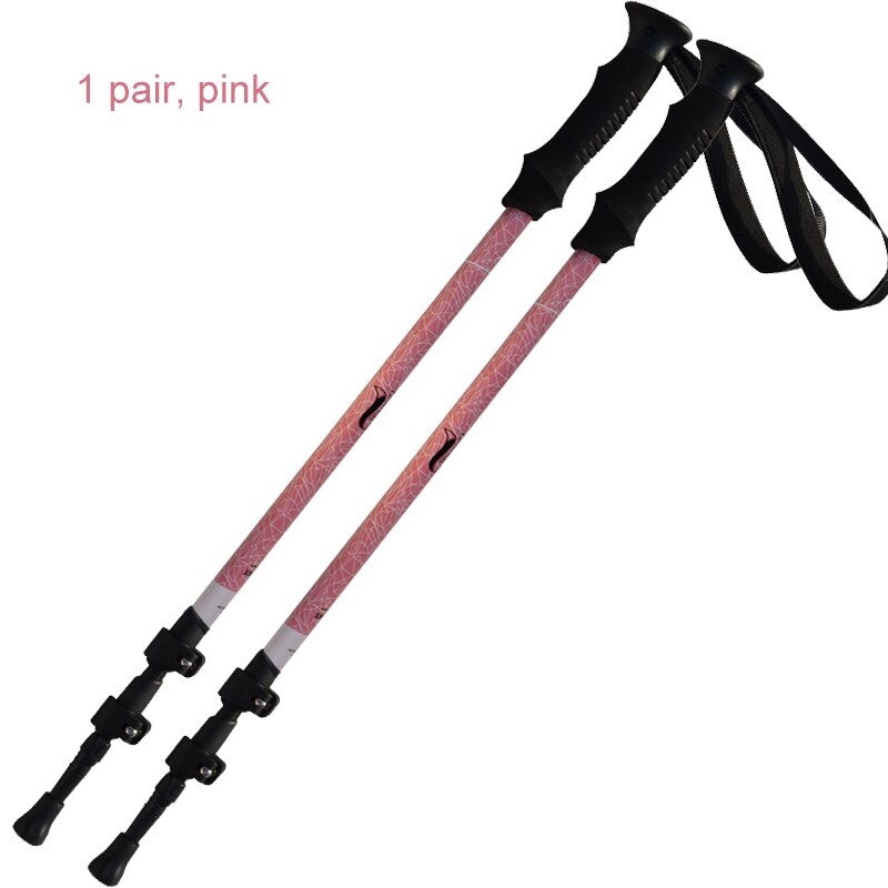 Desert&Fox Aluminum Adjustable Trekking Poles 2pcs,Lightweight Hiking Walking Sticks with Retractable External Lock for Climbing: 2pc Pink 61-135cm