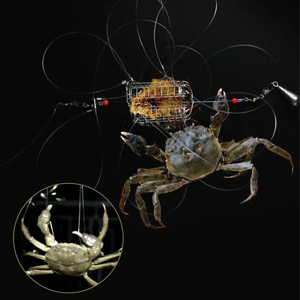 Crab Catching Tool Lure Trap Stainless Steel Bait Cage Fish Cage Feeder Fishing Tackle Suitable Crab Shrimp Crawfish Trap Cage